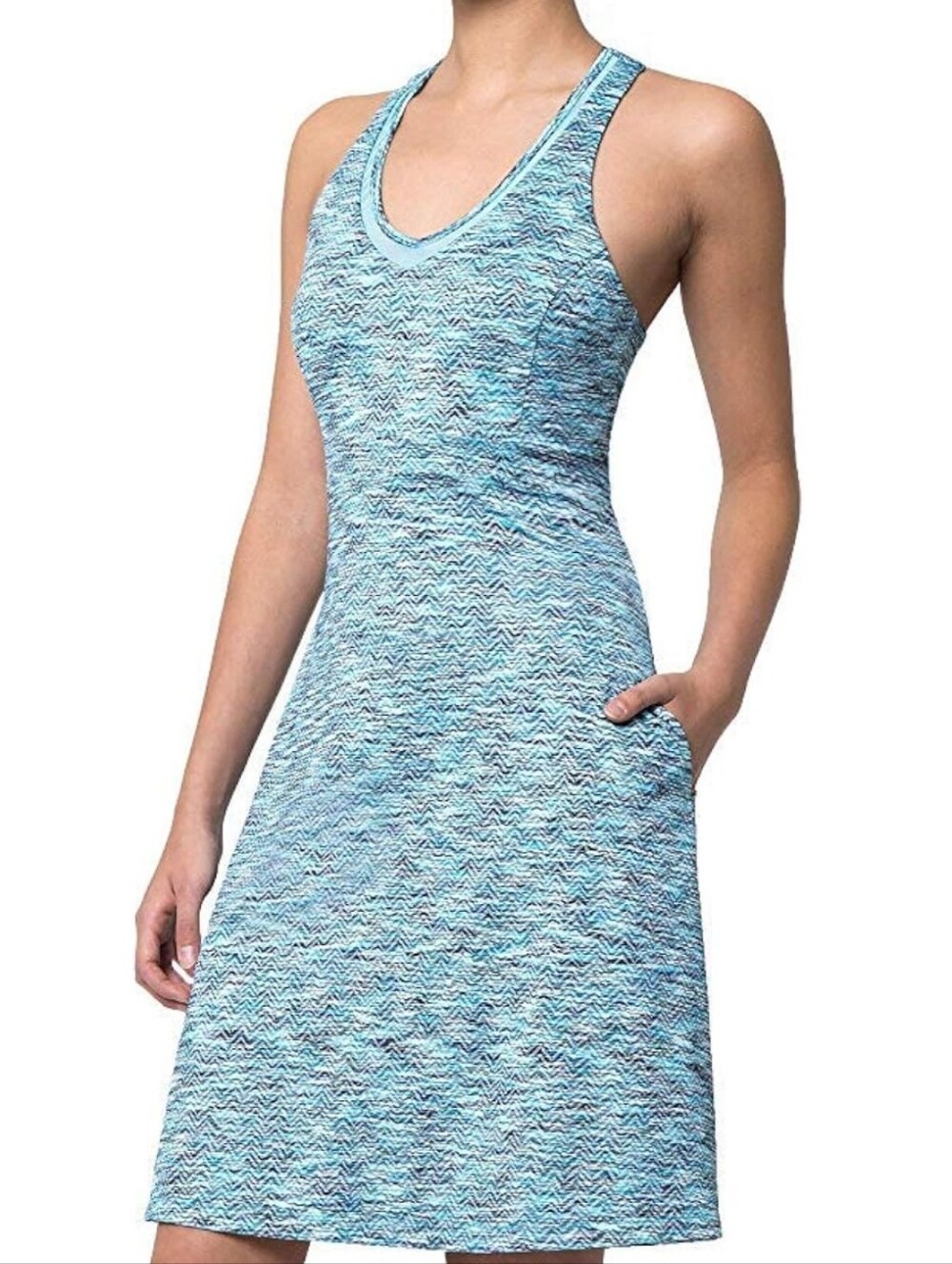 MPG Blue Space-Dye Racerback A-Line Dress Size Small